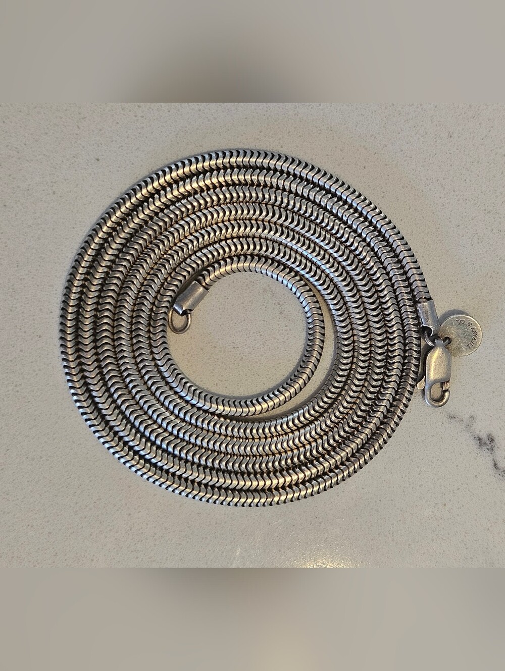 Vintage 30" Authentic Tiffany & Co 2.5mm Sterling Silver Snake Chain Necklace
